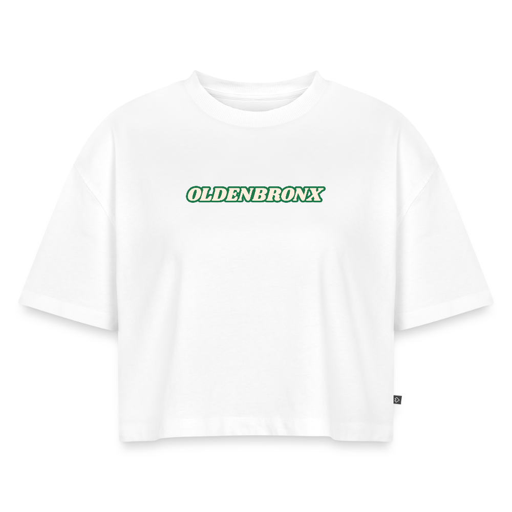Frauen Oversized Bio Cropped T-Shirt - Weiß