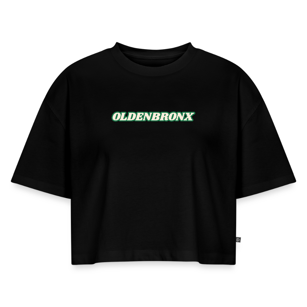 Frauen Oversized Bio Cropped T-Shirt - Schwarz