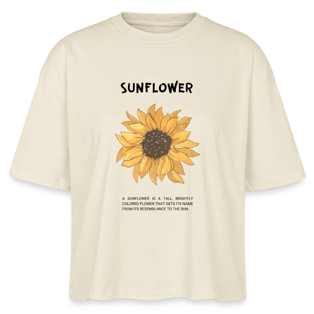 Damen Boxy Bio-Shirt Sunflower - Weißgrau