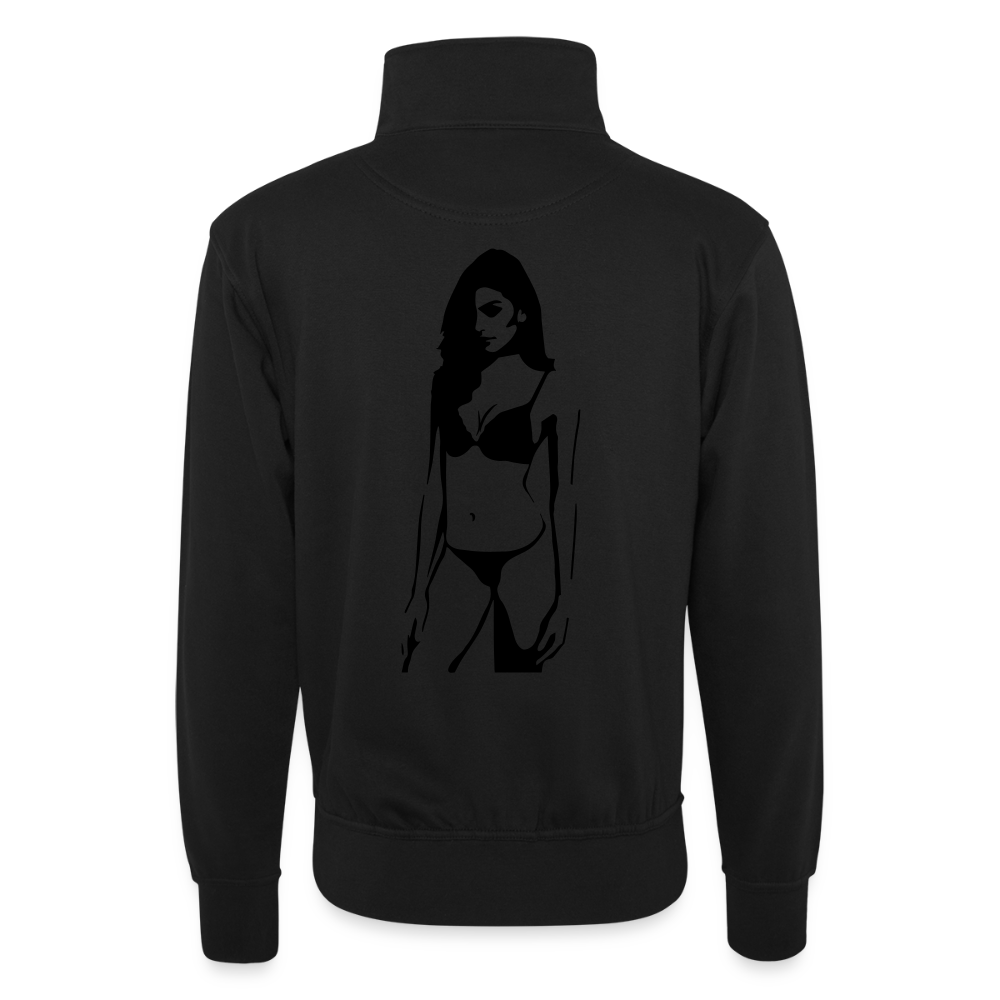 Unisex Pullover mit Zip-Kragen - Schwarz