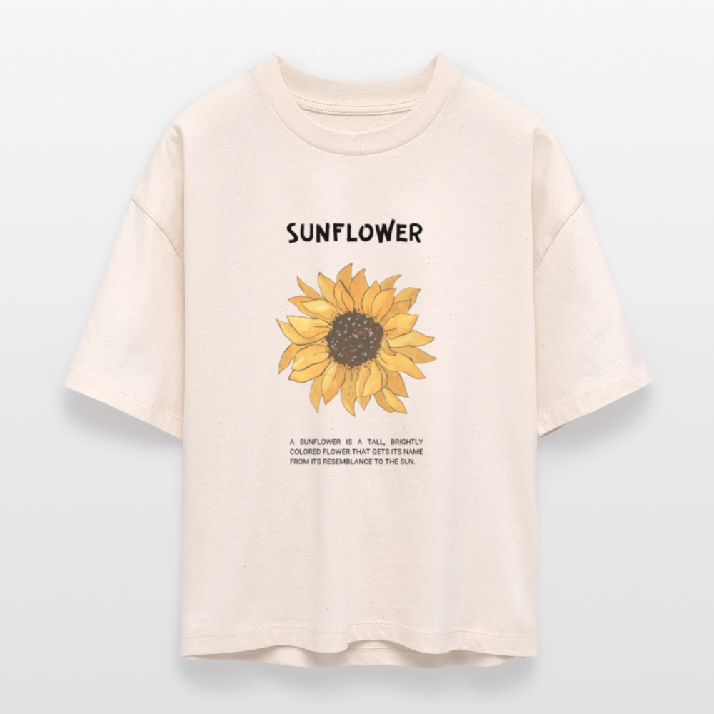 Damen Boxy Bio-Shirt Sunflower - Weißgrau