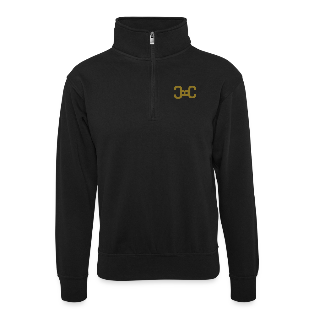 Unisex Pullover mit Zip-Kragen - Schwarz