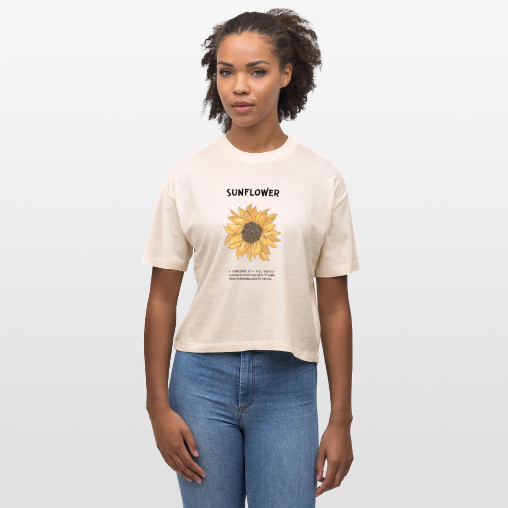 Damen Boxy Bio-Shirt Sunflower - Weißgrau
