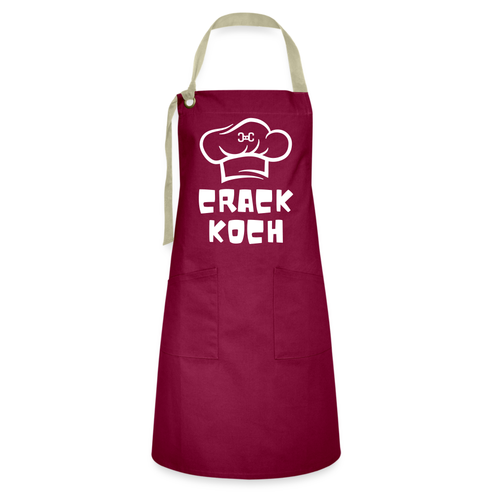 Kochschürze Crackkoch - Burgunderrot / Sandfarben