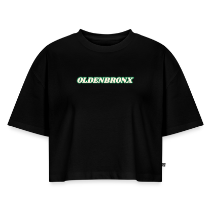 Frauen Oversized Bio Cropped T-Shirt - Schwarz