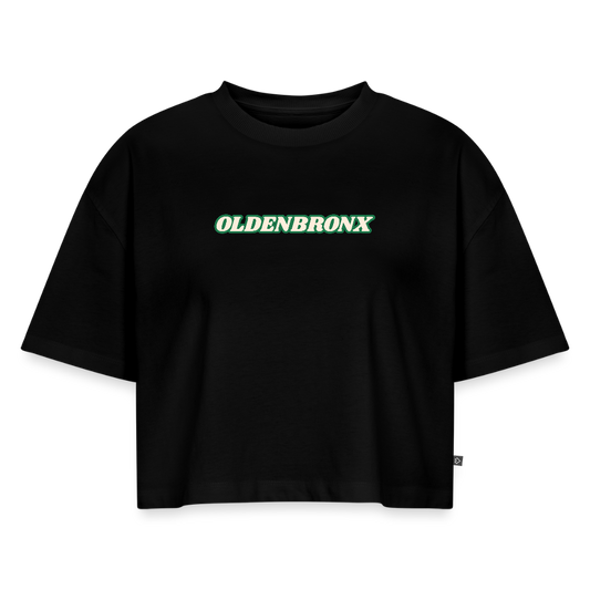Frauen Oversized Bio Cropped T-Shirt - Schwarz