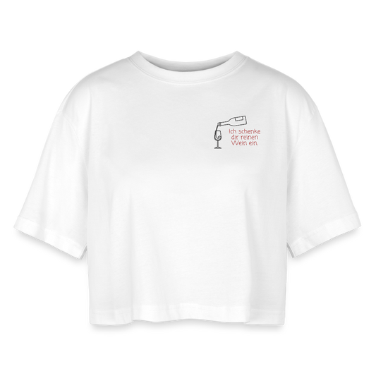 Damen Oversized Cropped T-Shirt - Weiß
