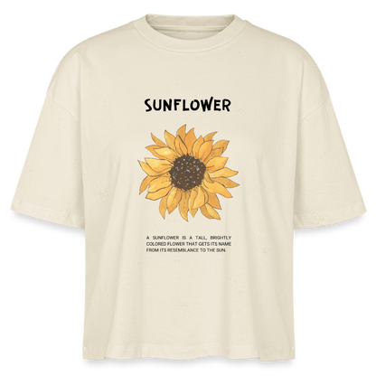 Damen Boxy Bio-Shirt Sunflower - Weißgrau