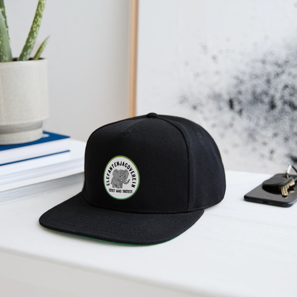 Snapback Cap Elefantenjagdverein - Schwarz/Schwarz