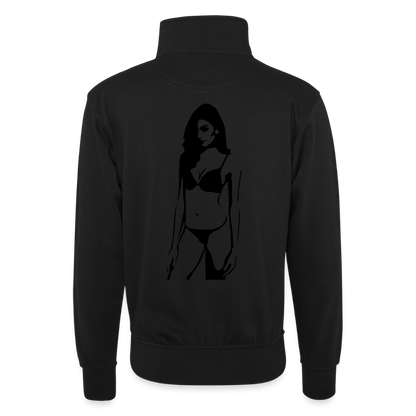 Unisex Pullover mit Zip-Kragen - Schwarz