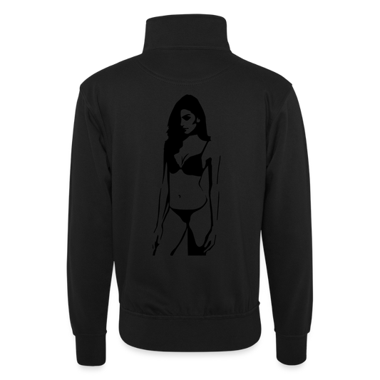 Unisex Pullover mit Zip-Kragen - Schwarz