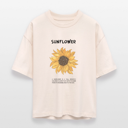 Damen Boxy Bio-Shirt Sunflower - Weißgrau