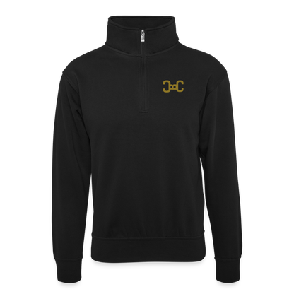 Unisex Pullover mit Zip-Kragen - Schwarz