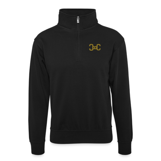 Unisex Pullover mit Zip-Kragen - Schwarz