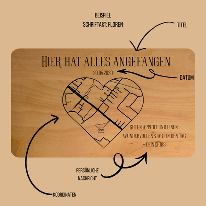 Beispiel Schriftart Floren Brotbrett mit Gravur