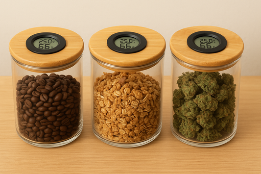 HYGROWGLAS Vorratsdose aus Glas mit Hygrometer